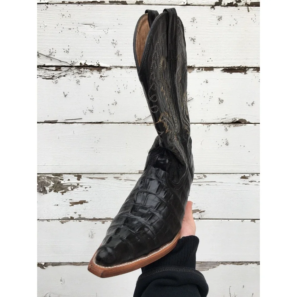 Men's Dario's Cowboy Boots Size 26.5 Black Leather